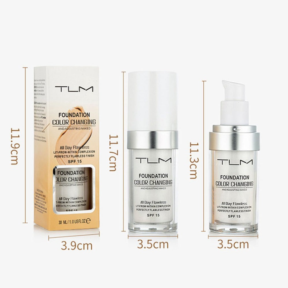 Temperature Liquid Foundation and Concealer products in packaging showcasing natural color for flawless coverage.